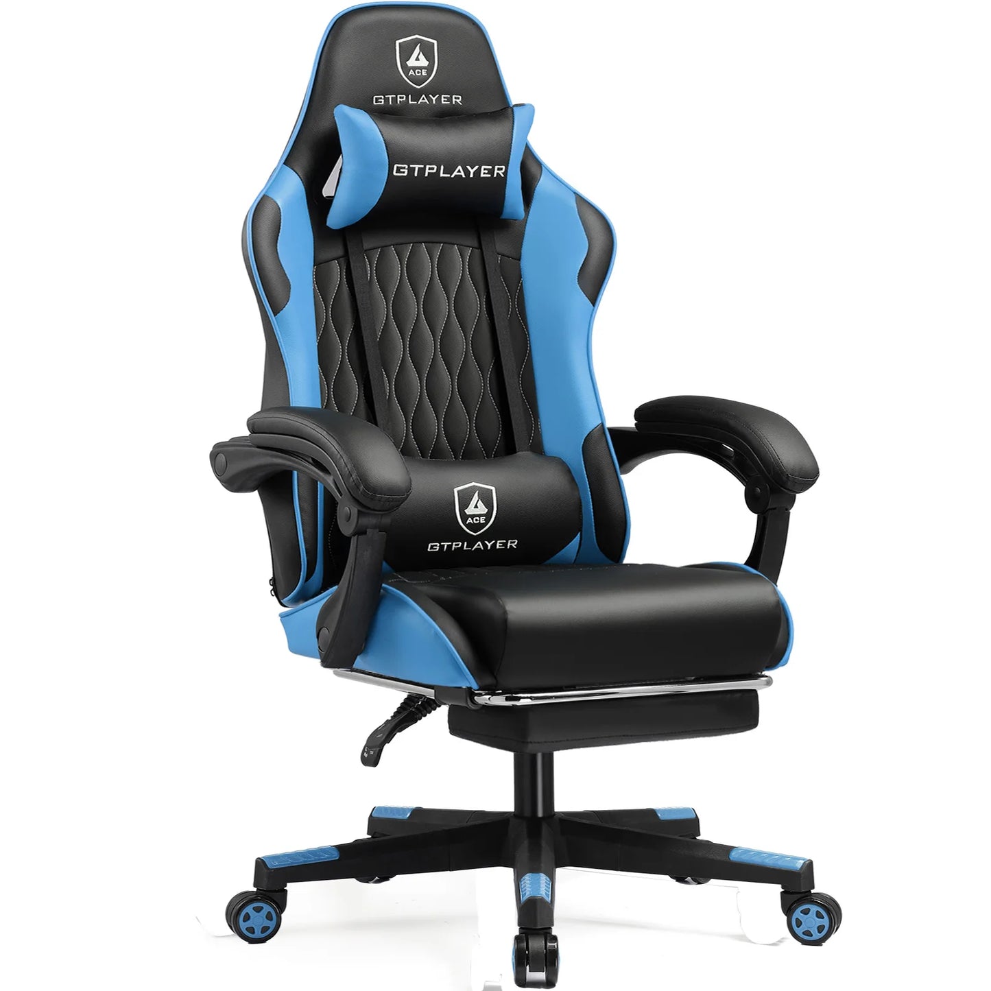 GTPLAYER Silla gaming Silla gamer Silla de oficina ergonómica Reposapiés ajustable Soporte lumbar y cojines Silla gaming