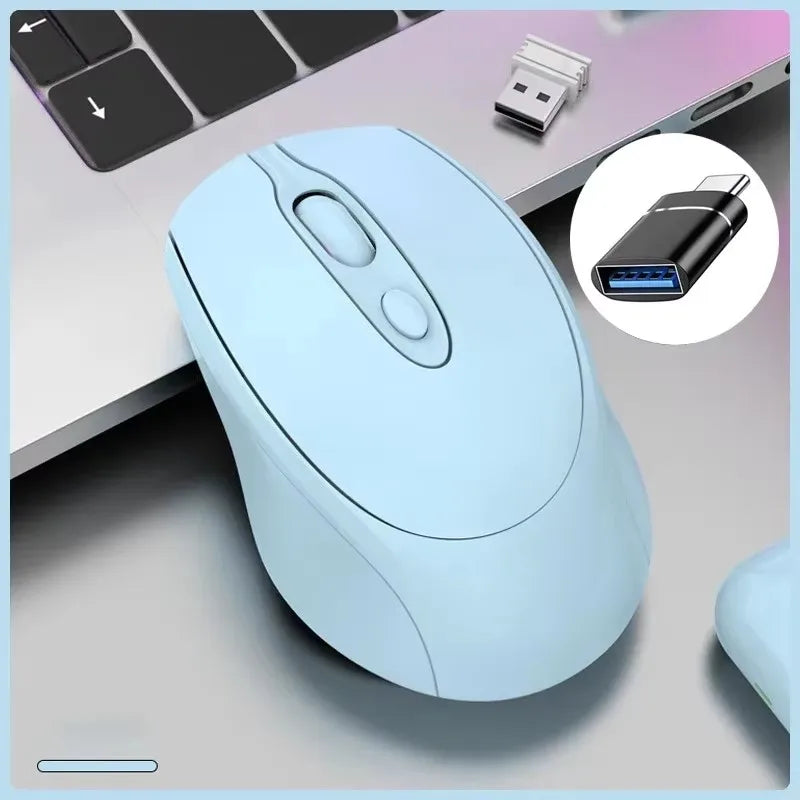 Ratón inalámbrico compatible con Bluetooth 2.4G recargable para ordenador, mouse USB silencioso gamer para PC, portátil, Macbook y tablet