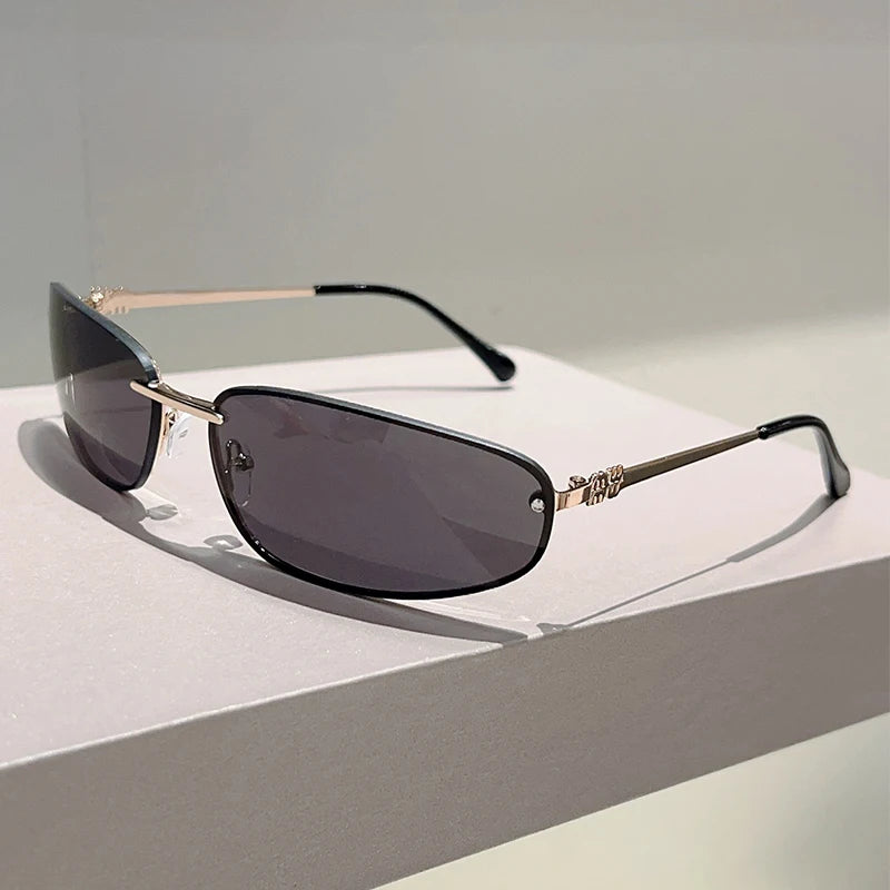 Alloy Rimless Square Sunglasses Women New in Stylish Outdoor Decor Shades Women Trendy Pink Silver Designer Mirror Sun Glasses