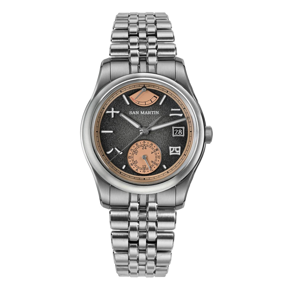 San Martin 39mm Miyota 9132 Power Reserve Display Men's Luxury Sport Watch Automatic Mechanical Waterproof Original Design SN0144