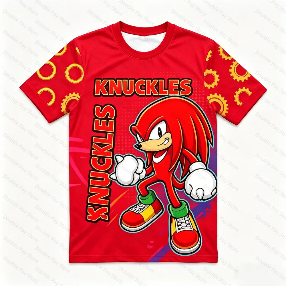 2026 Sonic 3D Print T-Shirt, Kids Cartoon Graphic Short Sleeve Tee, Men's Summer Casual Athletic T-Shirt