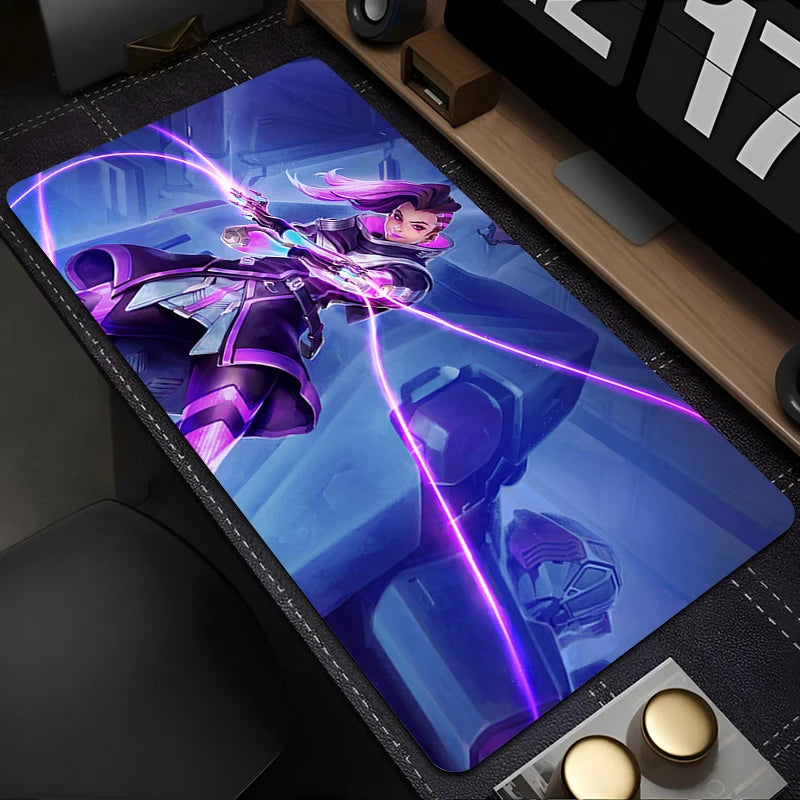 PC pelės kilimėlis Overwatch Sombra Sexy, nešiojamojo kompiuterio pelės kilimėlis, violetinis Kawaii anime merginos klaviatūros kilimėlis, žaidimų aksesuarai, žaidėjo stalo pelės kilimėlis