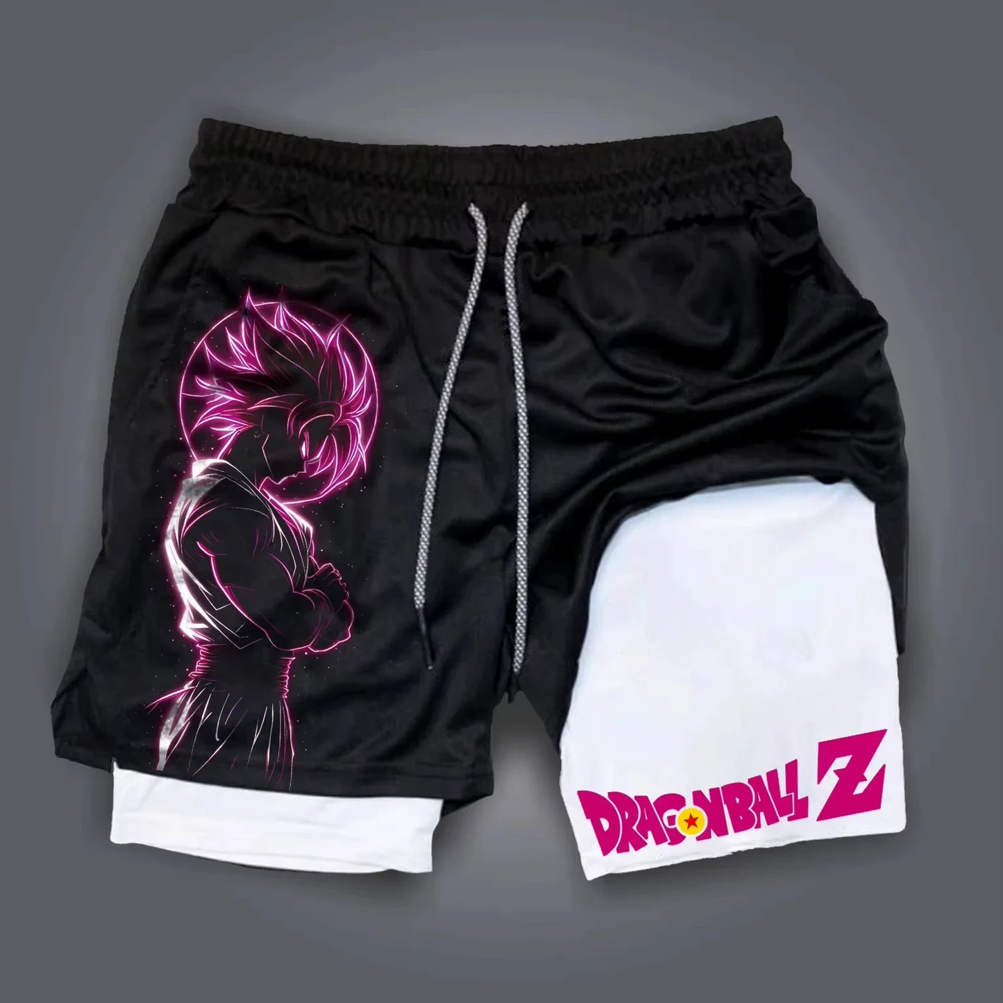 Fashion Dragon Anime GOKU Peripheral Printed Double Layer Shorts Latest Spring and Summer Sports Men's Loose Breathable Pants