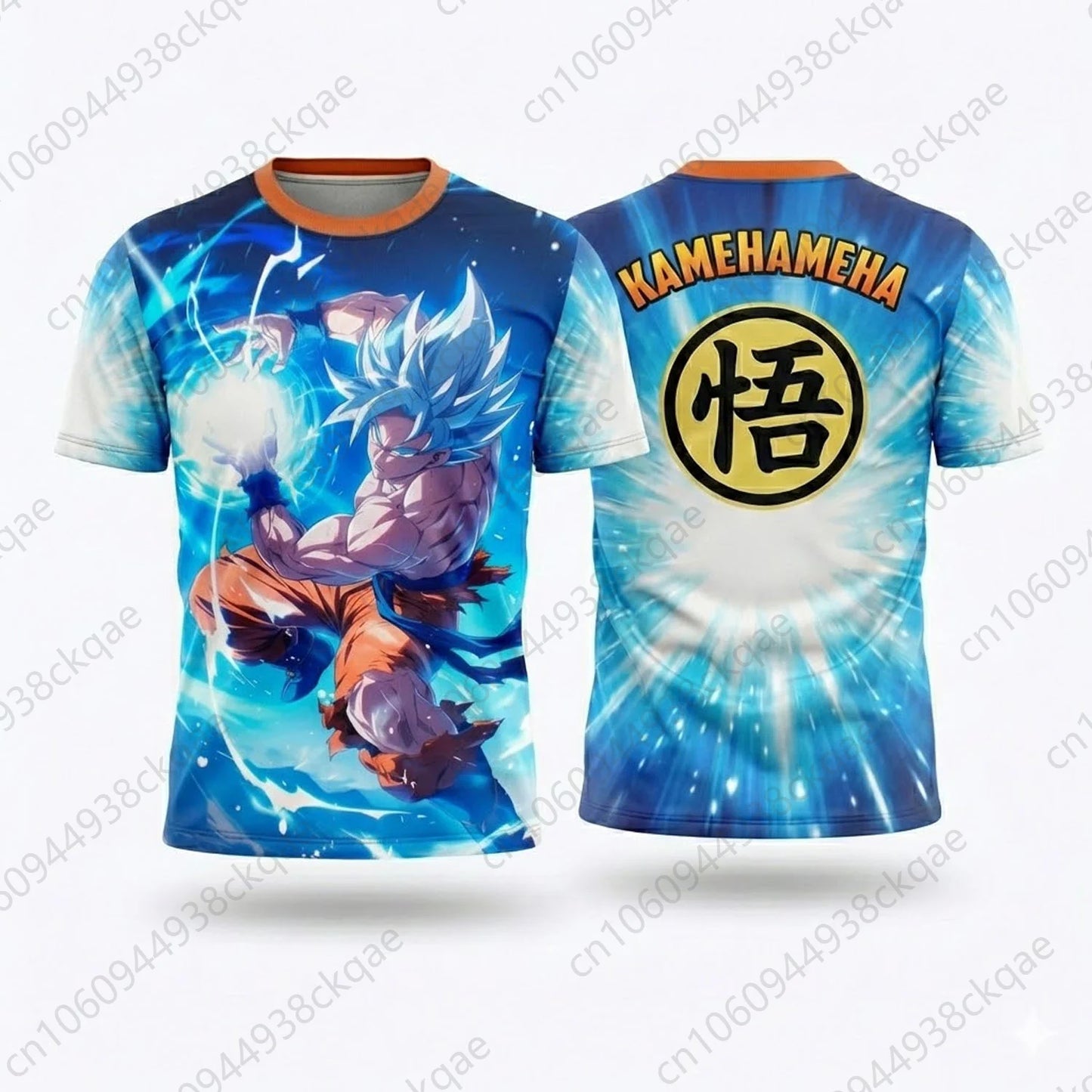 Dragon Ball Z Goku T-Shirt Super Saiyan Kamehameha 3D Print Men Anime Graphic Tee Kanji Logo Orange Fire Cosplay Gift Top