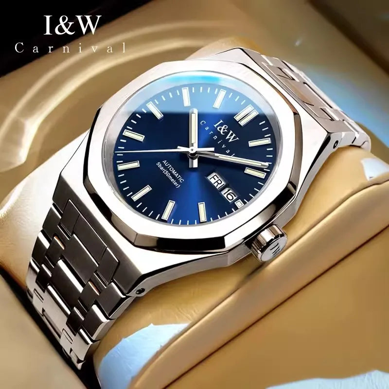 CARNIVAL Men's Mechanical Watch Brand Luxury Sapphire NH36 Movement Automatic Wrist Watches 50m Waterproof for Men