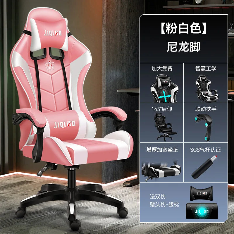 Silla gaming cómoda y ergonómica para uso prolongado, reclinable, con masaje y base giratoria