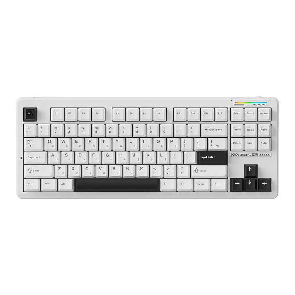 AULA×LINGBAO K87 Kabellose Tastatur mit koreanischen Buchstaben, Gasket-Mount, PBT-Tastenkappen, Makro-Software und LEOBOG-Switches