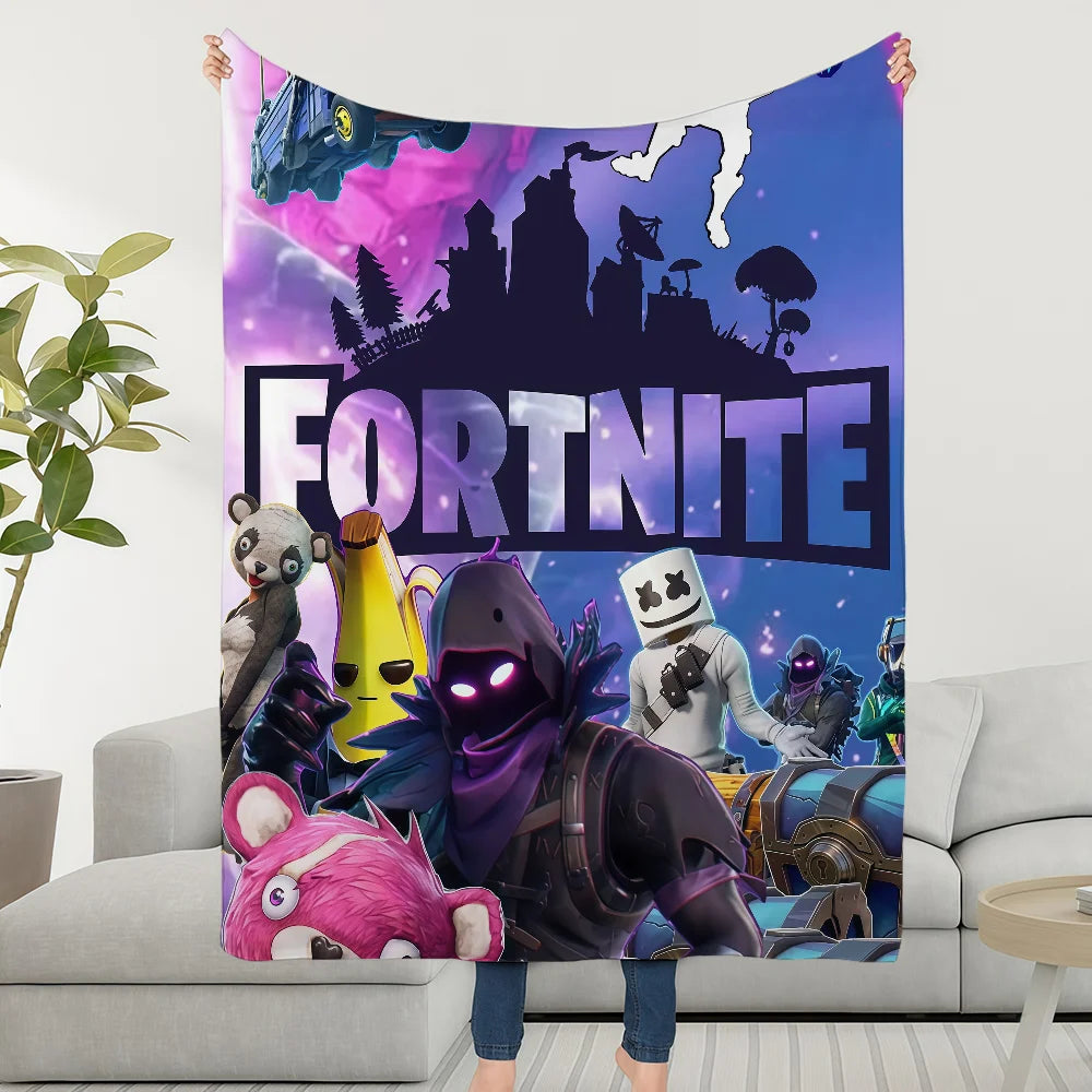 Manta Decorativa Super Aconchegante em Peluche para Sala de Estar, F-FORTNITES-ES, Sala de Jogo, Sofá, Presentes de Aniversário Infantis