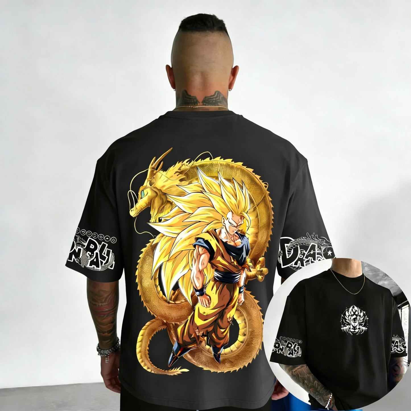 Dragon Ball Anime Super Saiyan 3 Co Branded Cotton T-shirt Men and Women's New Summer Street Loose Casual Large Short Sleeve Top