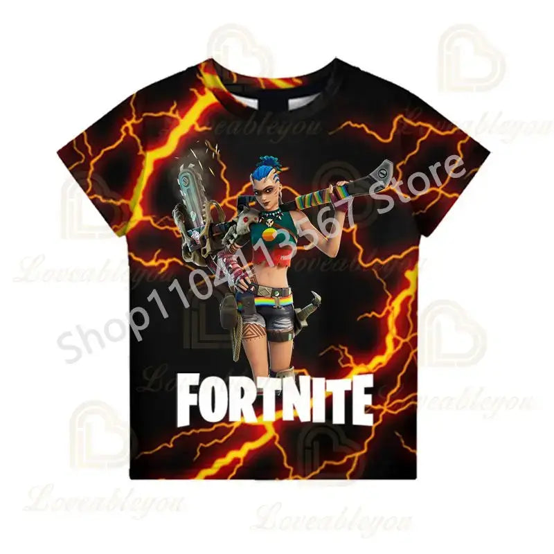 T-shirt de Verão F-Fortnited para Crianças 100-160cm, Promoção Especial, para Meninos, Bebés e Crianças Pequenas, T-shirts Divertidas de Gaming, Moda para Meninas e Meninos, Presente de Aniversário