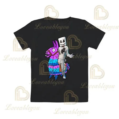 T-shirt cartoon per ragazzi e ragazze Fortnite Battle Royale 3D, 3-14 anni, Victory Royale, top da gioco per bambini e adolescenti