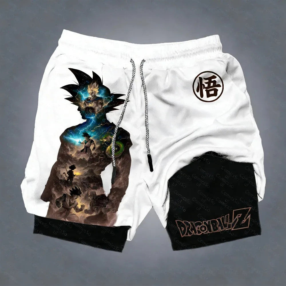 Dragon Ball Goku Unisex Harajuku Anime Printed 2026 Summer New Product Loose Sports Breathable Quick Drying Double Layer Shorts