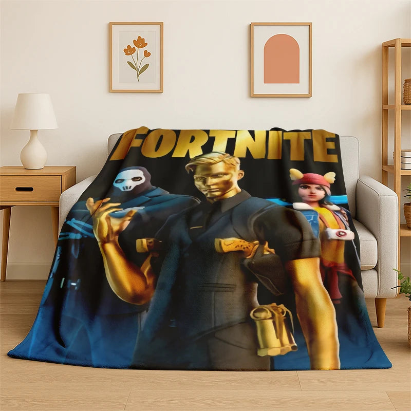 Sarjakuvamainen F-Fortnite Game Gamer -flanellipeitto, pehmeä ja lämmin torkkupeitto makuuhuoneeseen, olohuoneeseen, sänkyyn, matkalle, retkeilyyn, piknikille ja lahjaksi