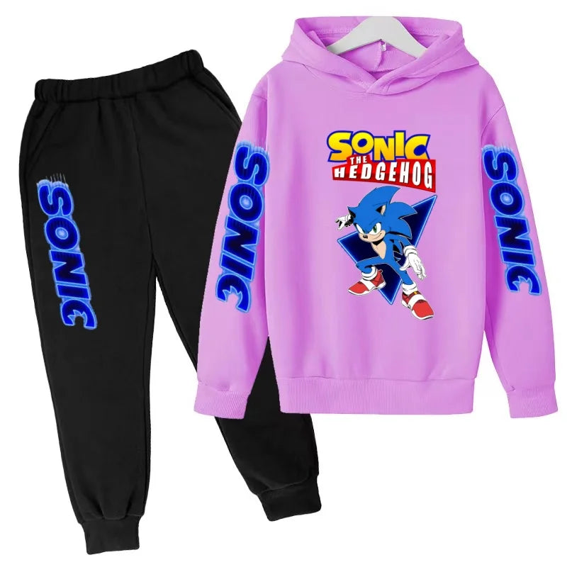 Kids Supersonic Clothing Jogging Blue Sweatshirt Top Coat+Pants Two-piece set Hoodie Boys Girls3-12Yrs Clothes Casual Sports Set