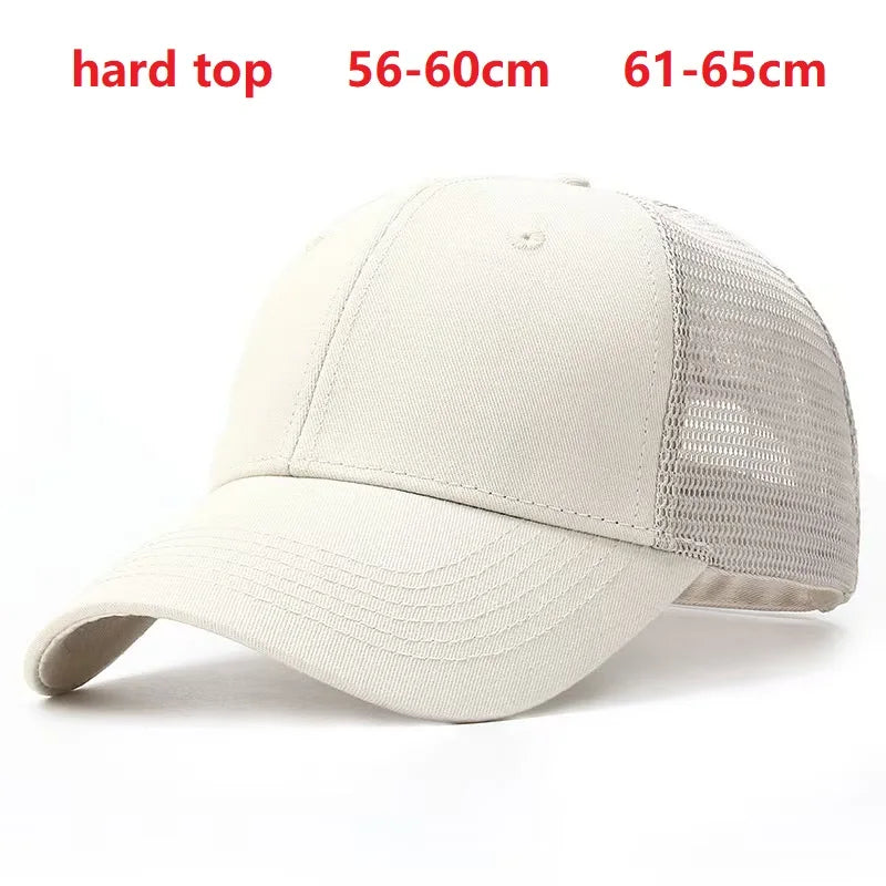Unisex Quick Dry Big Head Mesh Baseball Cap Adjustable plus Size Summer Snapback Hat Comfortable Breathable 56-65cm