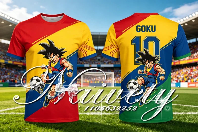 Summer Quick Dry Dragon Ball Goku 3D Print Football T Shirt Unisex Retro Manga Jersey Men Women Soccer Short Sleeve Streetwear