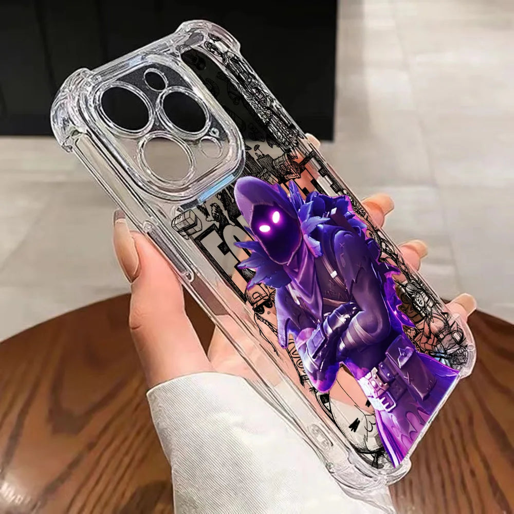 Fortnite-Handyhülle für iPhone 17 16e 16 15 14 13 12 11 Mini Air Pro Max X XR XSMax 7 8 Plus, sturzsichere transparente Schutzhülle