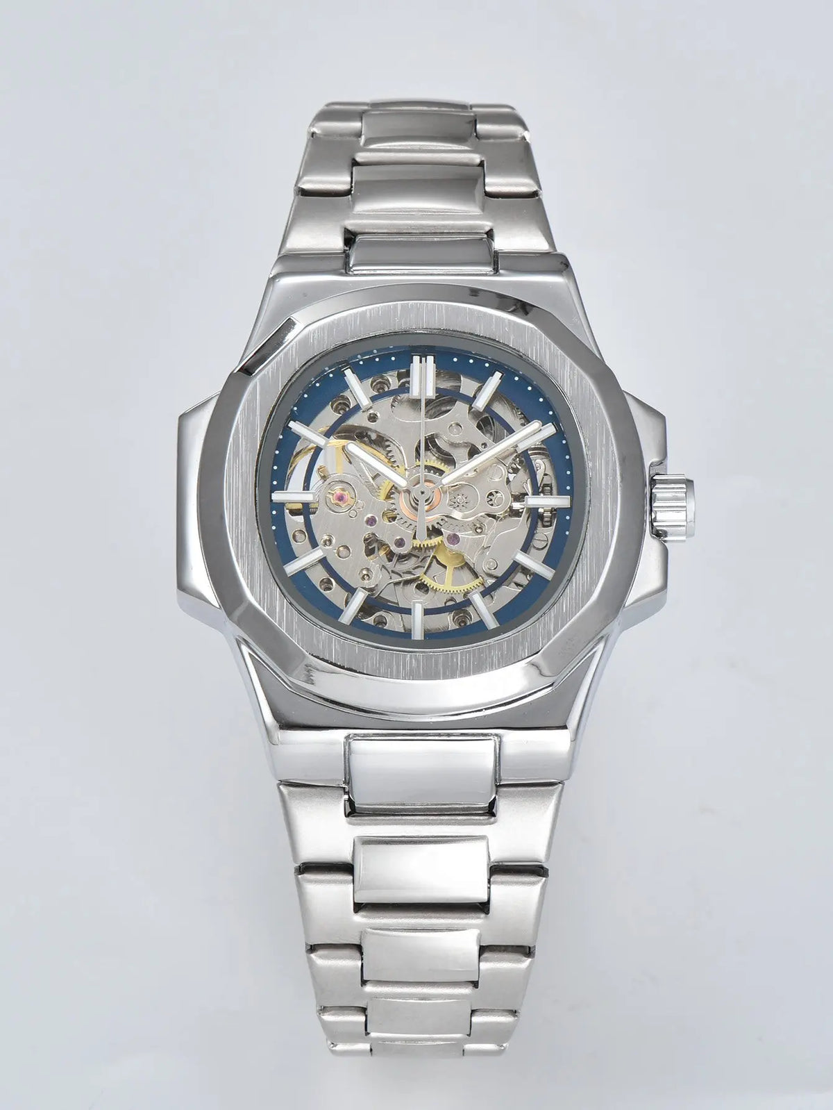 LONGLUX HOT SALE automatic mechanical men watch wholesale no logo waterproof skeleton business stainless steel gift watch