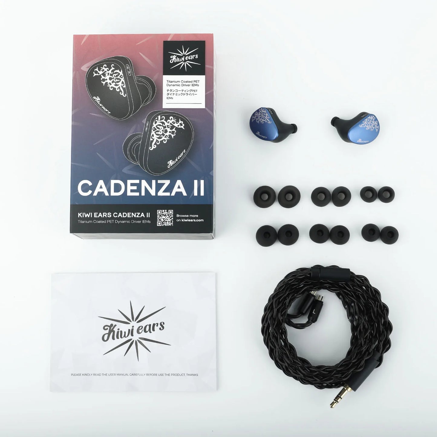 Linsoul Kiwi Ears Cadenza II IEM HiFi-Kopfhörer mit 10mm-Titan-Dynamiktreiber, KARS 2.0 und abnehmbarem Kabel