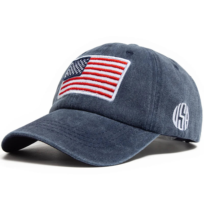 USA Flag Men's Baseball Cap Retro Embroidery Washed Cotton Dad Hats Fashion Women Hip Hop Caps Summer Outdoor Sun Visor Hat