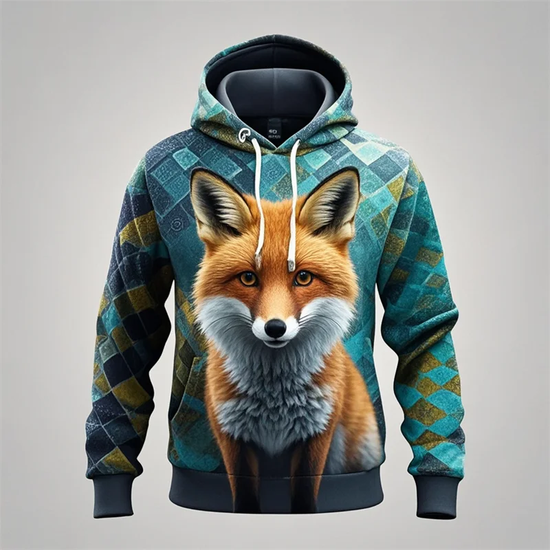 Autumn Fox Animal Graphic 3D Print Hoodies Women Men Fashion Long Sleeve Hooded Sweatshirts Streetwear Pullovers Female Clothing