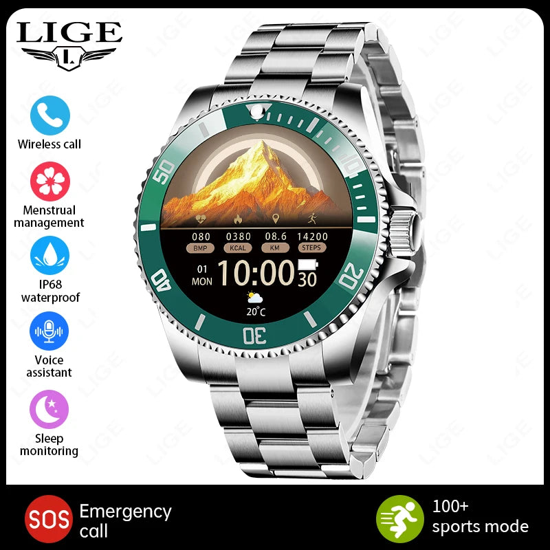 LIGE 2026 Smartwatch for Men 1.27" HD Display, Bluetooth Calling, IP68 Waterproof, Heart Rate & Fitness Monitor