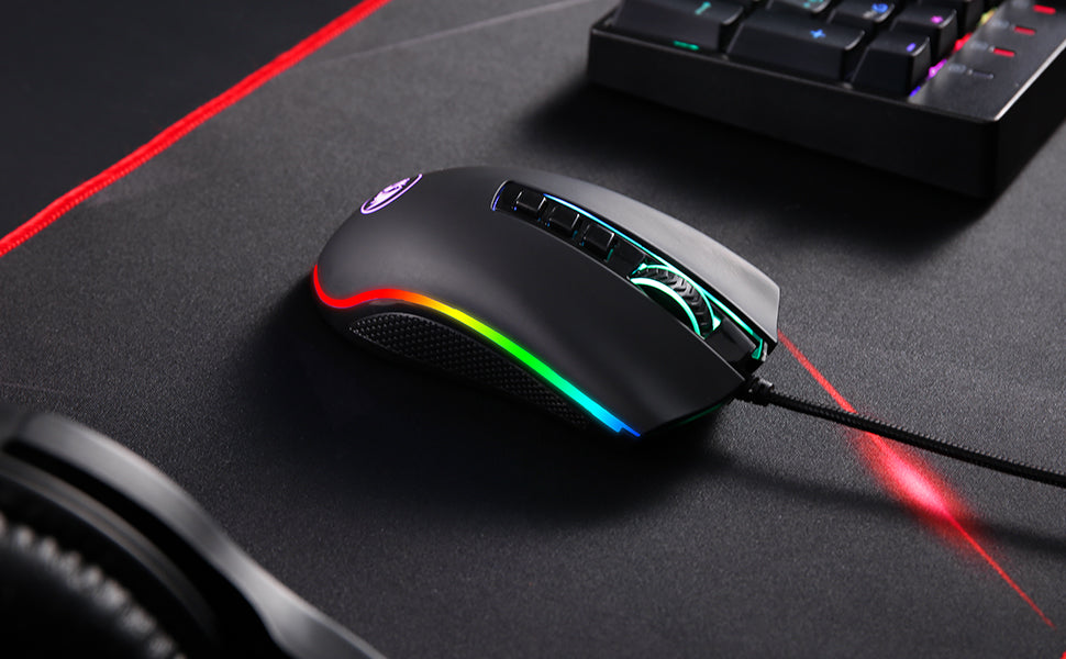 Redragon M711 PC Gaming Mice Wired Mouse 7 Programmable Buttons Customizable RGB 10,000 DPI Ergonomic Mouse