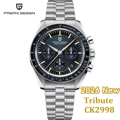 Nuovo orologio da uomo PAGANI DESIGN V6 Moon 2026 Speed Sports, cronografo al quarzo, zaffiro AR e lunetta in ceramica, orologio sicuro