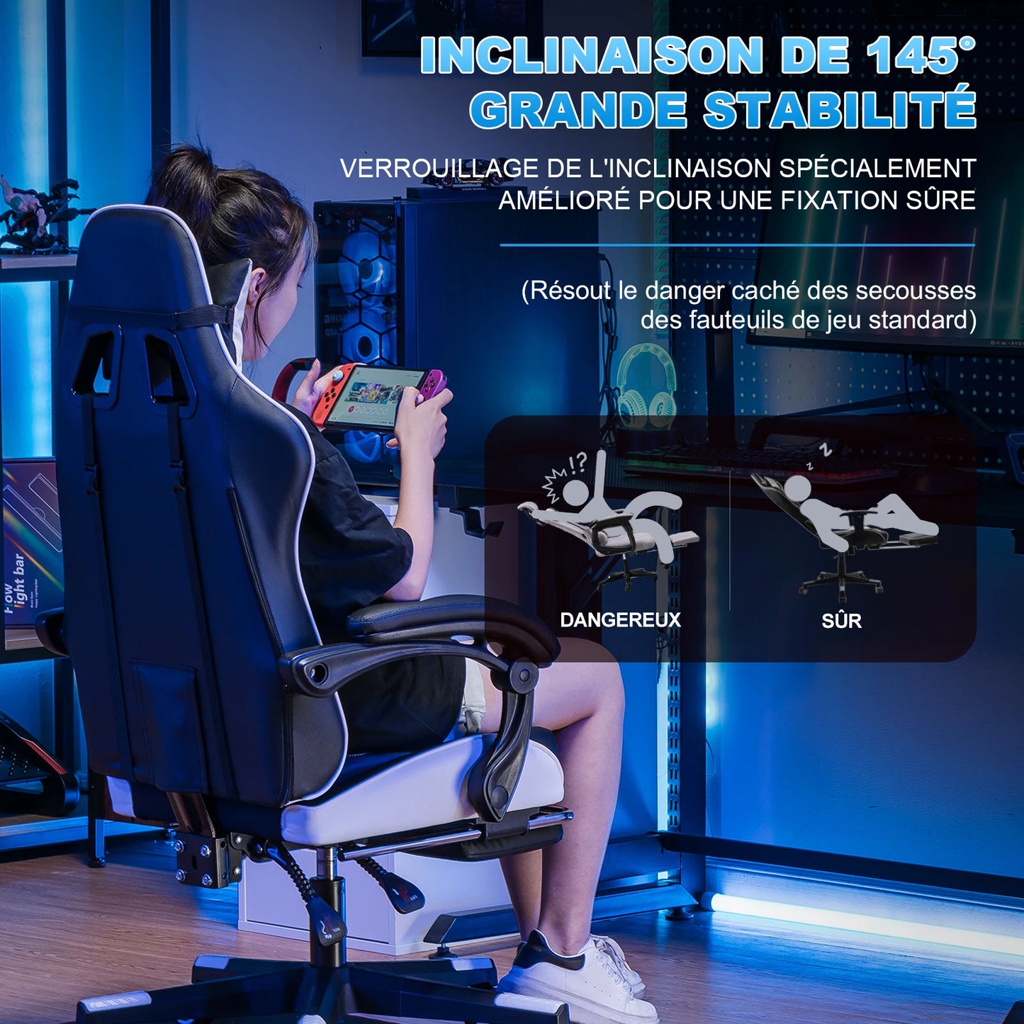 GTPLAYER Gaming chair Gamer chair Ergonomic Office Chair Footrest Adjustable Loin & Pillows Gaming Chair