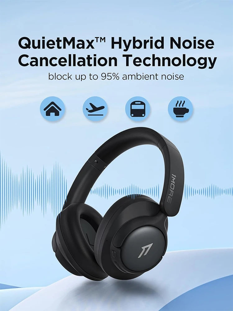 1MORE HQ31 Bluetooth Wireless Headphones with Active Noise Cancellation, Hi-Res Audio, LDAC, 42dB QuietMax ANC, 90H Battery Life Headset