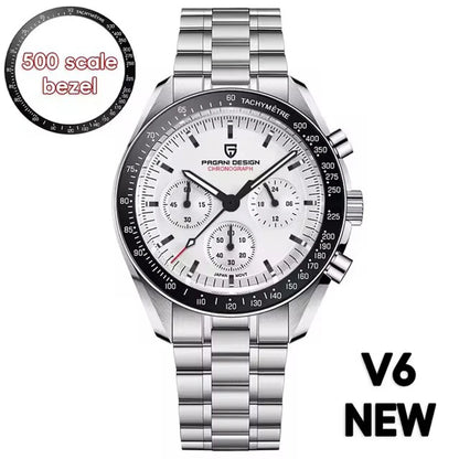 Nuovo orologio da uomo PAGANI DESIGN V6 Moon 2026 Speed Sports, cronografo al quarzo, zaffiro AR e lunetta in ceramica, orologio sicuro