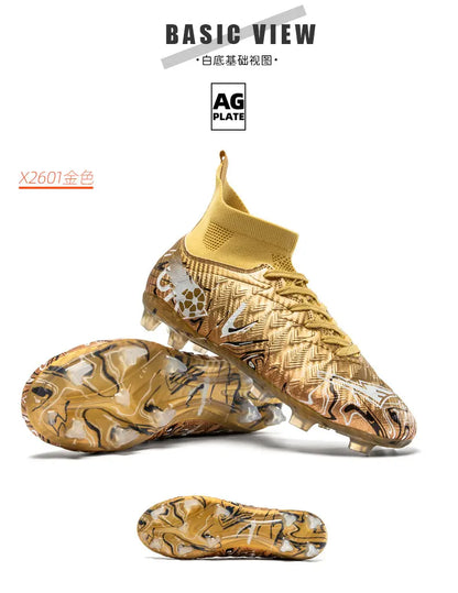 ro Performance HighCut Soccer Boots FG TF Studs Breathable Lightweight Cleats for Outdoor Grass and Turf Training Matches