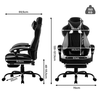 WOLTU Rotatable Computer Armchair Swivel Gaming Chair with Pocket Spring Cushion Ergonomic Office Chair Wide Seat Footrest