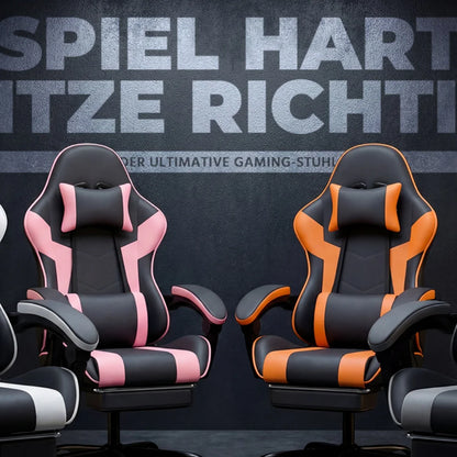 Gaming Stuhl Ergonomischer Gaming Sessel mit Lendenstütze, Atmungsaktiver PU-Leder Bürostuhl,Bequemer Computerstuhl, belastbar 2