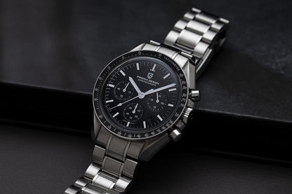 Montre pour homme PAGANI DESIGN (nouveau modèle V5 PD1701) – Chronographe sportif de type « Speed » à quartz, verre saphir avec traitement antireflet, étanche jusqu'à 100 mètres.