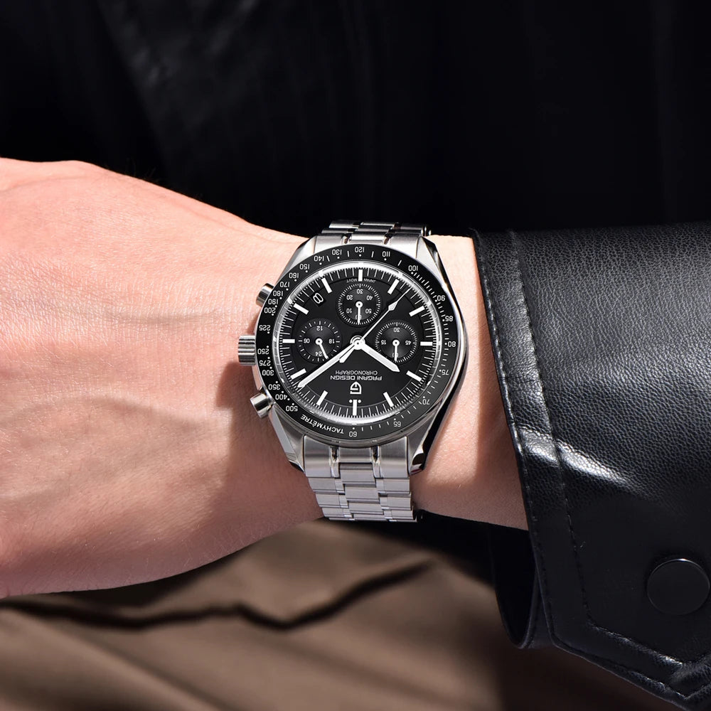 Nuovo orologio da uomo PAGANI DESIGN V6 Moon 2026 Speed Sports, cronografo al quarzo, zaffiro AR e lunetta in ceramica, orologio sicuro