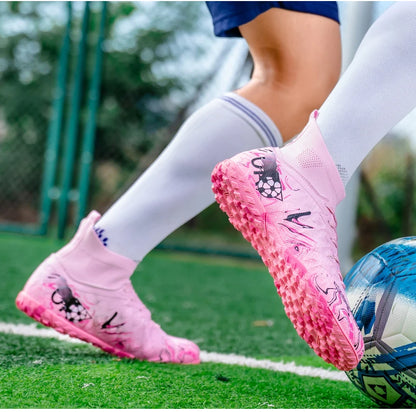 ro Performance HighCut Soccer Boots FG TF Studs Breathable Lightweight Cleats for Outdoor Grass and Turf Training Matches