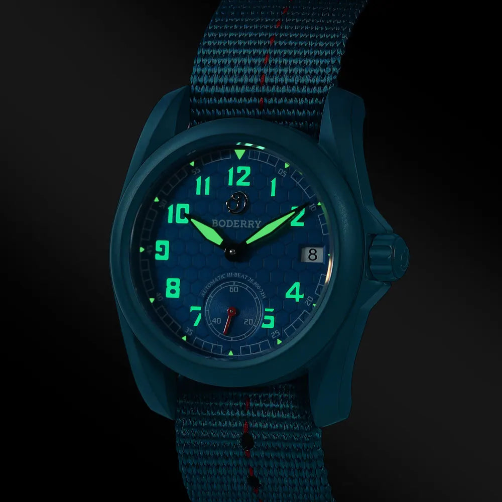 BODERRY Men's Field Watches Titanium Automatic Top Brand Wristwatch 100M Waterproof Clock Military Watch for Men