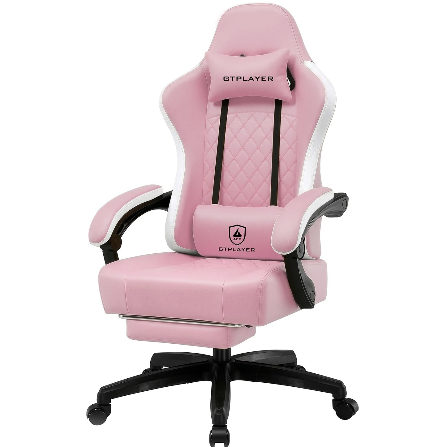GTPLAYER Gaming Chair Ergonomic Gaming Armchair Desk Chair Faux Leather, Spring Seat Cushion, Connecting Armrests and Footrest 150KG