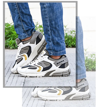 BONA New Designers Action Leather Mesh Men Running Shoes Sneakers Trainers Lightweight Antiskid Outdoor Walking Shoes Man