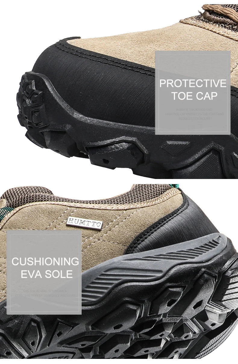 Humtto New Arrival Leather Hiking Shoes Wear-Resistant Outdoor Sport Men Shoes Lace-Up Men's Climbing Trekking Hunting Sneakers