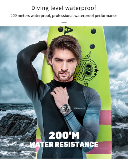 Reloj ADDIESDIVE de acero inoxidable para hombre, estilo business casual europeo y americano, reloj de cuarzo impermeable para deportes al aire libre