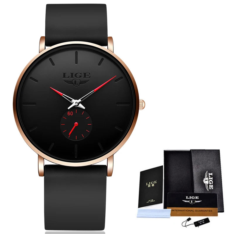 LIGE men’s watch – Sporty and trendy style, luxury brand, water-resistant, sleek and ultra-thin design, men’s quartz watch.