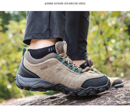 Humtto New Arrival Leather Hiking Shoes Wear-Resistant Outdoor Sport Men Shoes Lace-Up Men's Climbing Trekking Hunting Sneakers