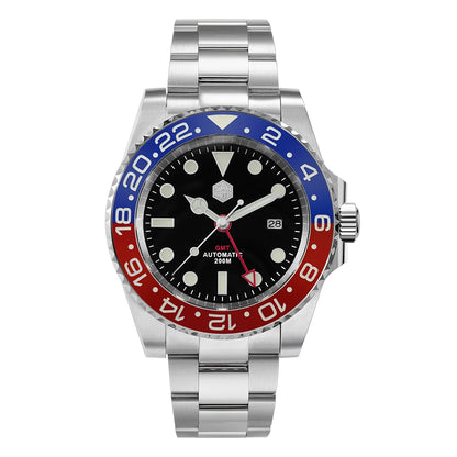 San Martin Luxury GMT Hangzhou 6460 Men's Automatic Mechanical Watch Business Sports Waterproof 200m Sapphire Full Luminous SN0016