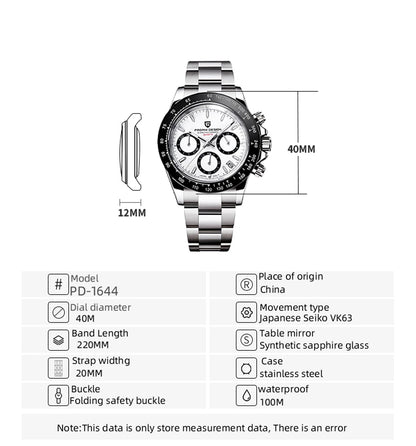 2026 New PAGANI DESIGN Chronograph Luxury Quartz Wrist Watch Automatic Date 100M Waterproof JAPAN VK63 Movement