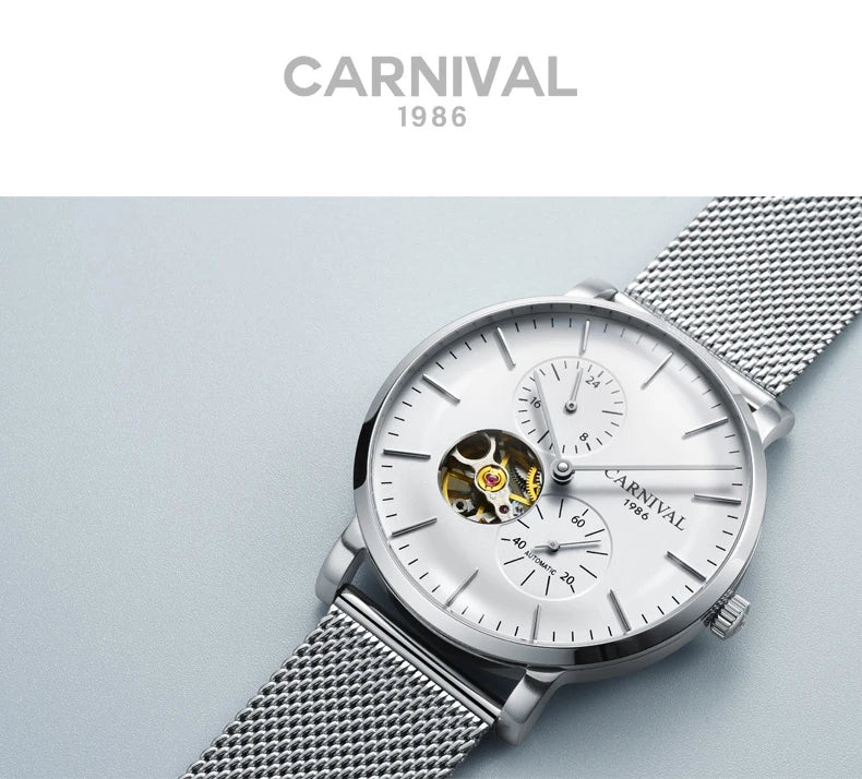 Carnival mechanisch herenhorloge – Luxe automatisch polshorloge met saffierglas
