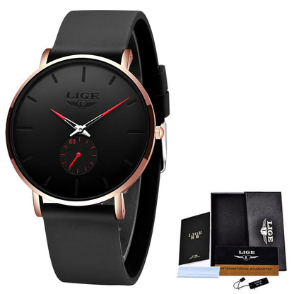 LIGE men’s watch – Sporty and trendy style, luxury brand, water-resistant, sleek and ultra-thin design, men’s quartz watch.