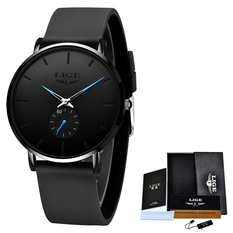 LIGE men’s watch – Sporty and trendy style, luxury brand, water-resistant, sleek and ultra-thin design, men’s quartz watch.