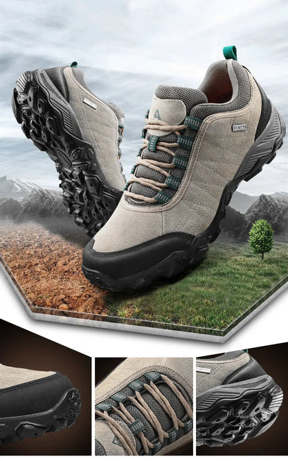 Humtto New Arrival Leather Hiking Shoes Wear-Resistant Outdoor Sport Men Shoes Lace-Up Men's Climbing Trekking Hunting Sneakers